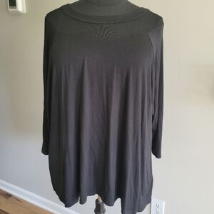 Spense Women's Plus Black Mesh Sheer Flowy Flounce Net Tunic Top Blouse 3X